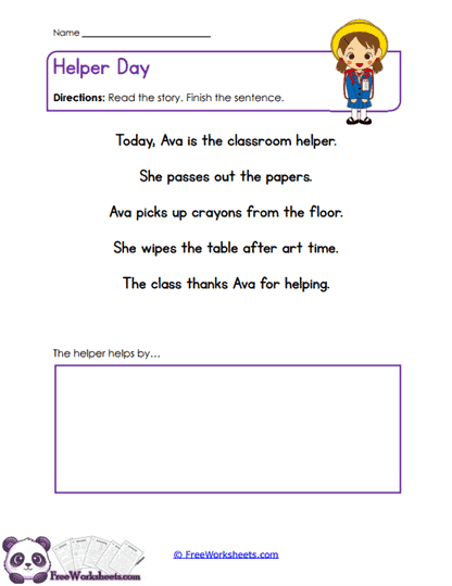 Helper Actions Worksheet