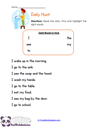 Sight Search Worksheet