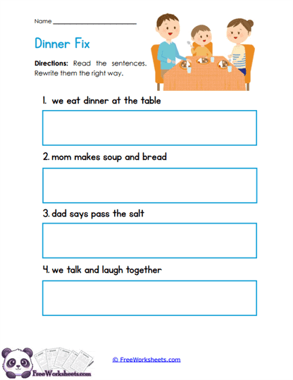 Sentence Repair Worksheet
