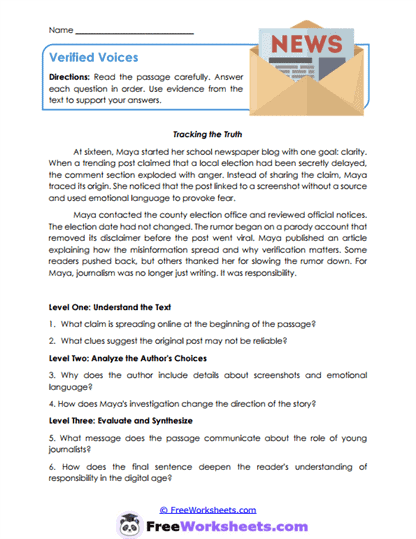 Verified Voices Worksheet