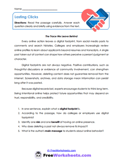 Lasting Clicks Worksheet