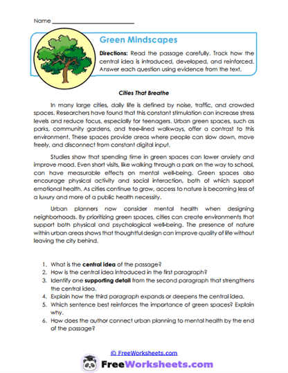 Green Mindscapes Worksheet