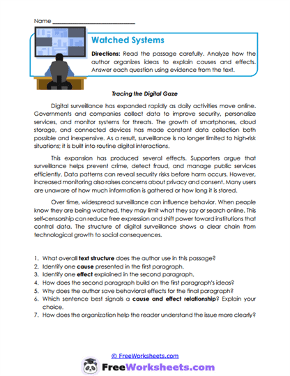 Watched Systems Worksheet