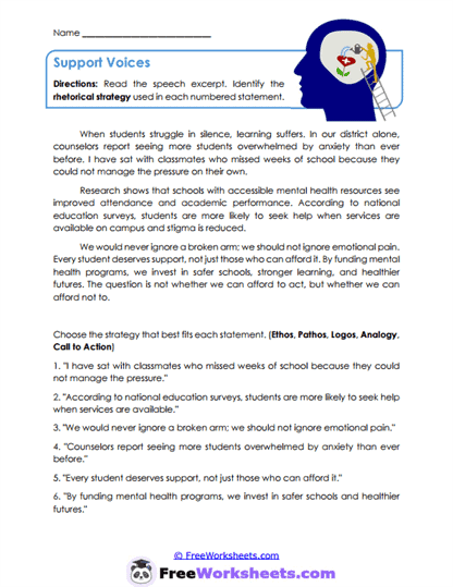 Support Voices Worksheet