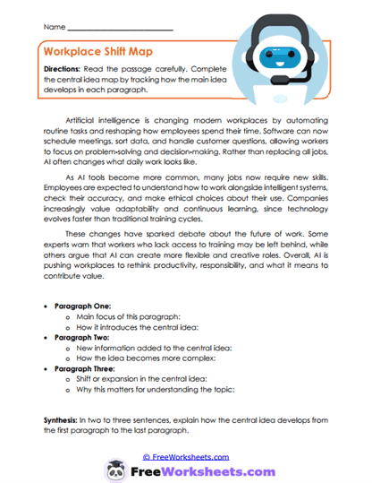 Workplace Shift Map Worksheet