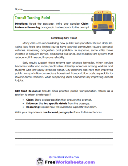 Transit Turning Point Worksheet