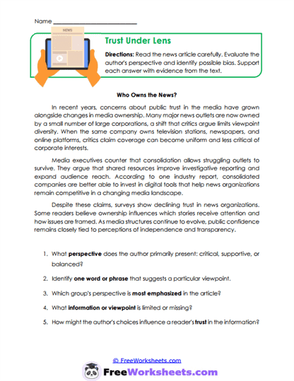 Trust Under Lens Worksheet