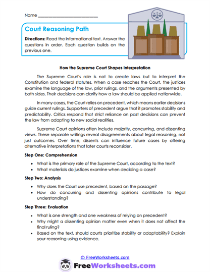 Court Reasoning Path Worksheet