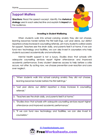 Support Matters Worksheet