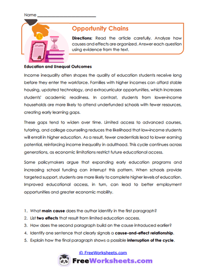Opportunity Chains Worksheet
