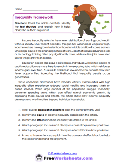 Inequality Framework Worksheet