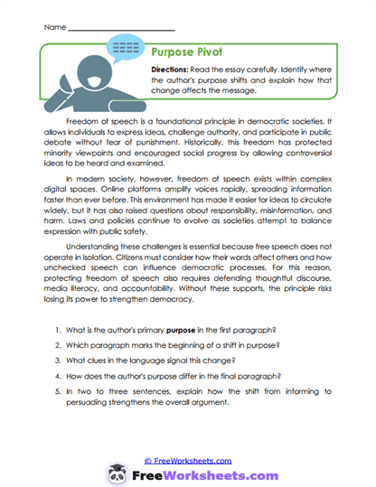 Purpose Pivot Worksheet