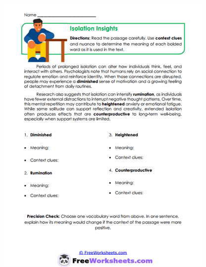 Isolation Insights Worksheet