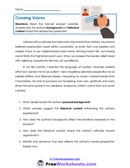 Crossing Voices Worksheet