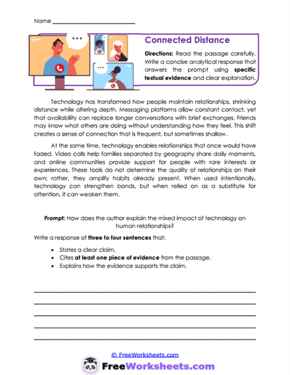 Connected Distance Worksheet