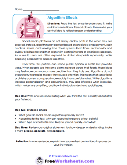Algorithm Effects Worksheet