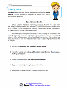 Fallacy Finder Worksheet - FreeWorksheets.Com