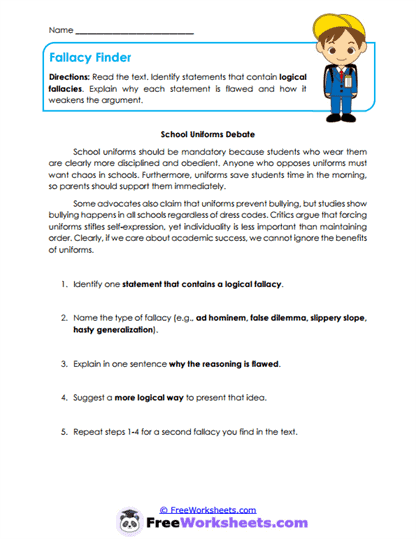 Fallacy Finder Worksheet