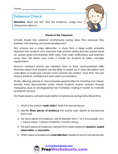Evidence Check Worksheet