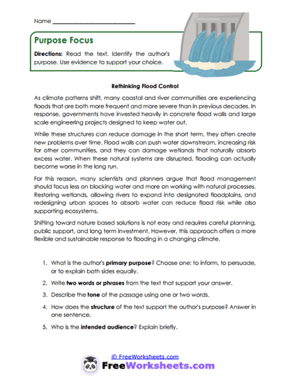 Purpose Focus Worksheet