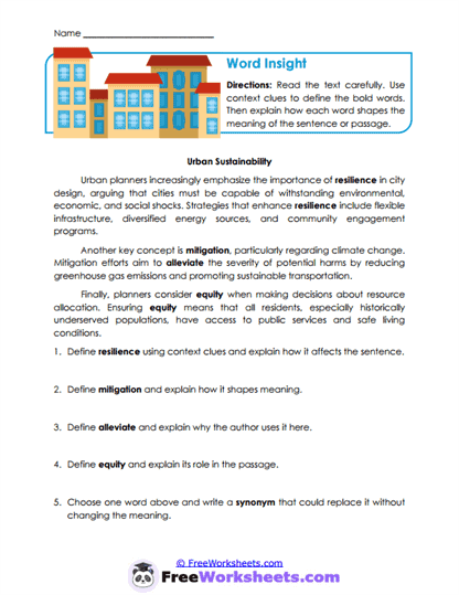 Word Insight Worksheet