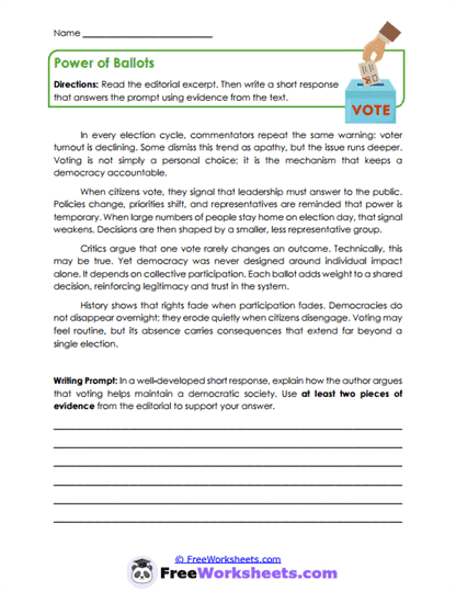 Power of Ballots Worksheet