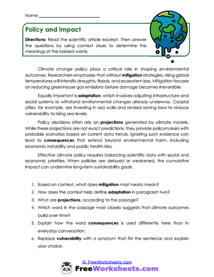 Policy and Impact Worksheet