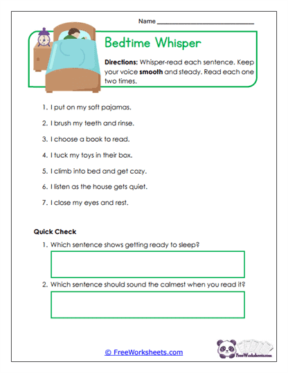Bedtime Whisper Worksheet