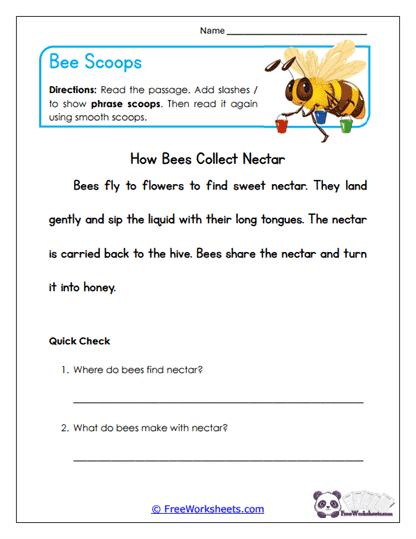 Bee Scoops Worksheet