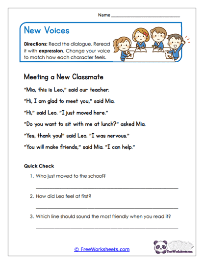 New Voices Worksheet
