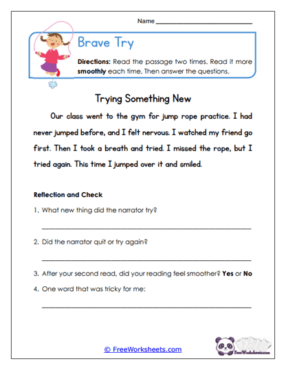 Brave Try Worksheet