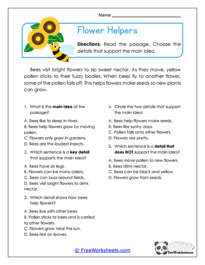 Flower Helpers Worksheet