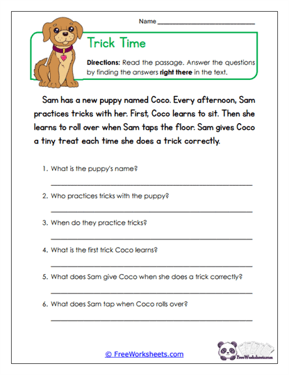 Trick Time Worksheet