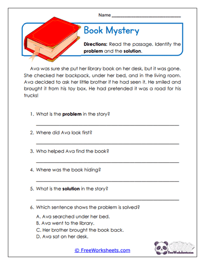 Book Mystery Worksheet