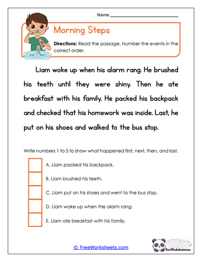 Morning Steps Worksheet