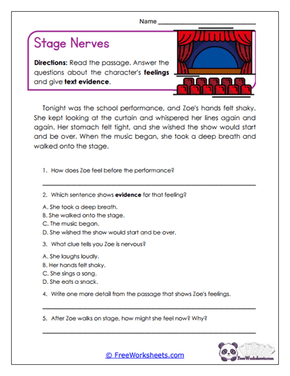 Stage Nerves Worksheet