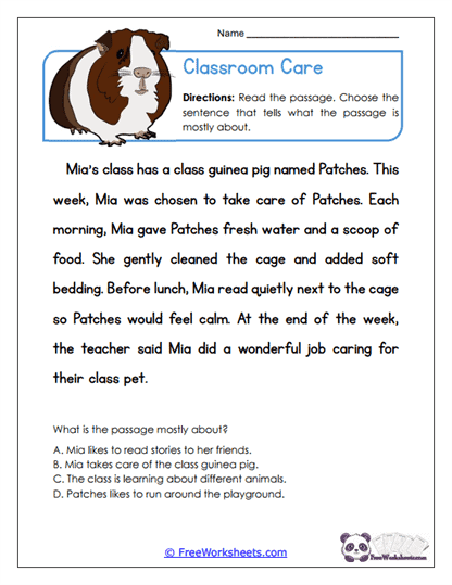 Reading Passages For Grade 2 Worksheet Collection