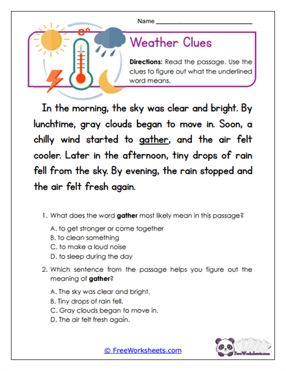 Weather Clues Worksheet