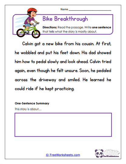 Bike Breakthrough Worksheet
