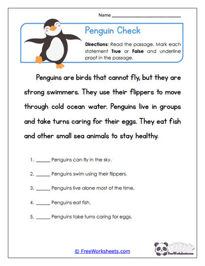 Penguin Check Worksheet