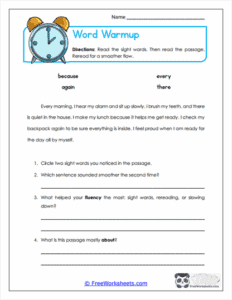Fluency Worksheets For Grade 3 - FreeWorksheets.Com