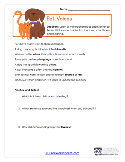 Pet Voices Worksheet