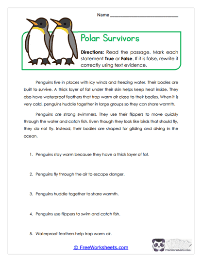 Polar Survivors Worksheet