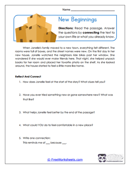 New Beginnings Worksheet