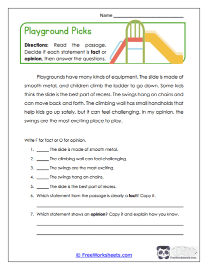 Playground Picks Worksheet