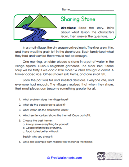 Sharing Stone Worksheet