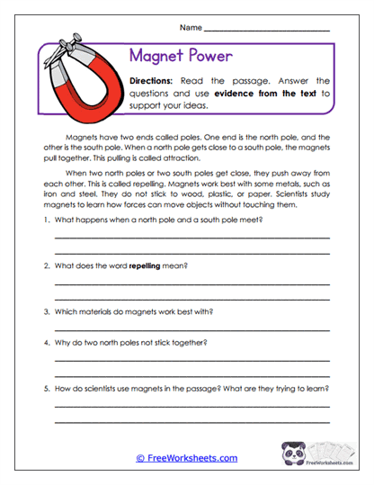 Magnet Power Worksheet