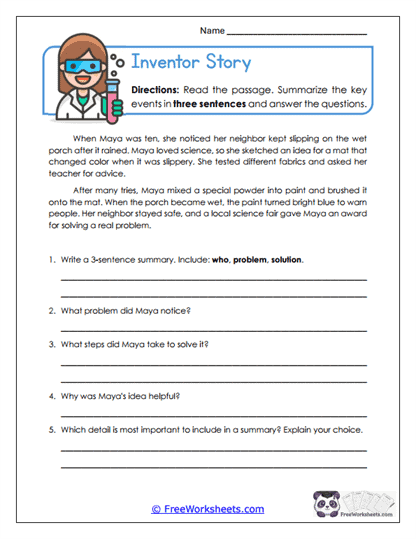 Inventor Story Worksheet