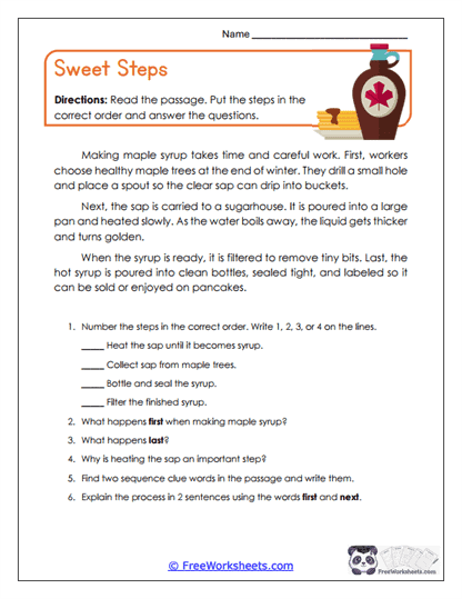 Sweet Steps Worksheet