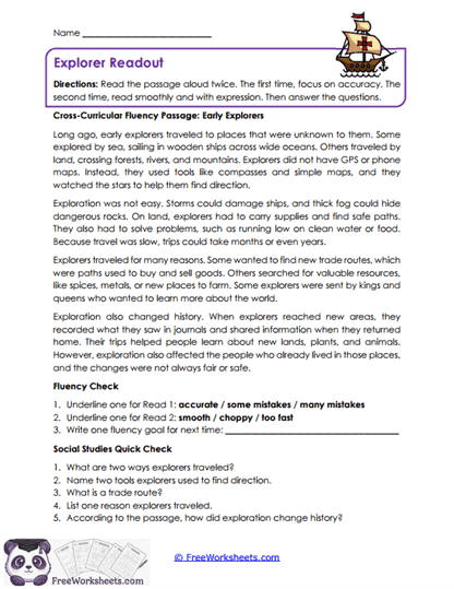 Explorer Readout Worksheet